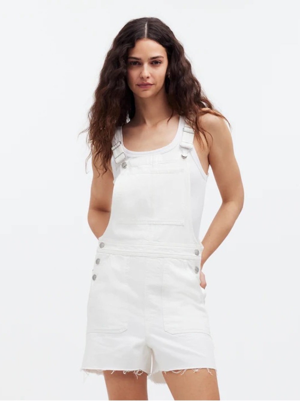 NWT Madewell Denim Oversized Carpenter Shortalls in Tile White 100% cotton